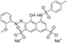 disodium 4-hydroxy-3-[(2-methoxyphenyl)azo]-5-[[(p-tolyl)sulphonyl]amino]naphthalene-2,7-disulphonate Structure