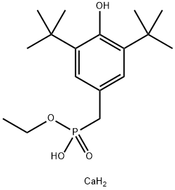 Calcium bis[monoethyl(3,5-di-tert-butyl-4-hydroxylbenzyl)phosphonate] Structure