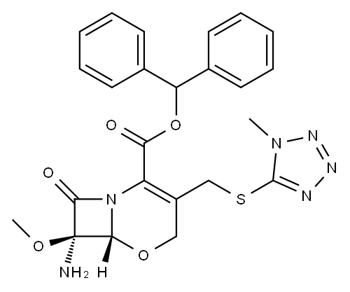 (6β)-3-(1-Methyl-1H-tetrazole-5-ylthiomethyl)-7α-amino-7-methoxy-8-oxo-5-oxa-1-azabicyclo[4.2.0]octa-2-ene-2-carboxylic acid benzhydryl ester Structure