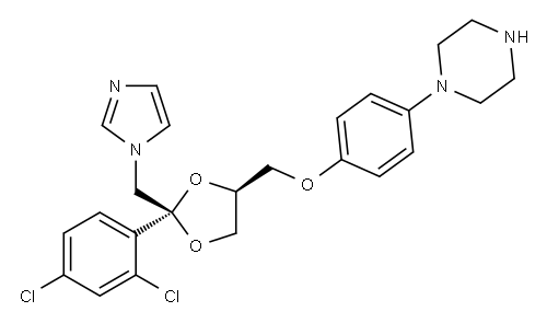 cis-1-[4-[[2-(2,4-dichlorophenyl)-2-(1H-imidazol-1-ylmethyl)-1,3-dioxolan-4-yl]methoxy]phenyl]piperazine Structure