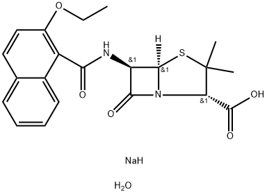 Nafcillin sodium salt monohydrate Structure