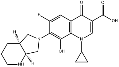 1-Cyclopropyl-6-fluoro-1,4-dihydro-8-hydroxy-7-[(4aS,7aS)-octahydro-6H-pyrrolo[3,4-b]pyridin-6-yl]-4-oxo-3-quinolinecarboxylic acid Structure