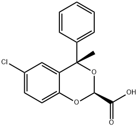 1,3-Benzodioxan-2-carboxylic acid, 6-chloro-4-methyl-4-phenyl-, (E)- Structure