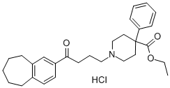 4-Piperidinecarboxylic acid, 1-(4-oxo-4-(6,7,8,9-tetrahydro-5H-benzocy clohepten-2-yl)butyl)-4-phenyl-, ethyl ester, hydrochloride Structure