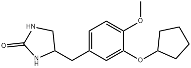 2-Imidazolidinone, 4-((3-(cyclopentyloxy)-4-methoxyphenyl)methyl)- Structure