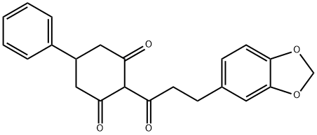 1,3-Cyclohexanedione, 2-(3-(1,3-benzodioxol-5-yl)-1-oxopropyl)-5-pheny l- Structure