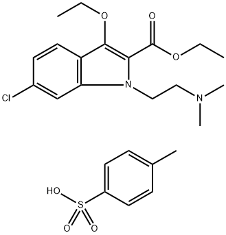 1-(beta-Dimethylaminoaethyl)-2-ethoxycarbonyl-3-ethoxy-6-chlor-indol-t oluol-4-sulfonat Structure
