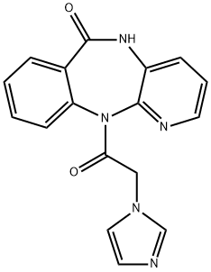 6H-Pyrido(2,3-b)(1,4)benzodiazepin-6-one, 5,11-dihydro-11-(1H-imidazol -1-ylacetyl)-, hydrate Structure