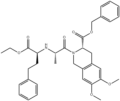 (S)-2-[(S)-2-((S)-1-Ethoxycarbonyl-3-phenylpropylamino)propionyl]-6,7-dimethoxy-1,2,3,4-tetrahydroisoquinoline-3-carboxylic acid benzyl ester Structure