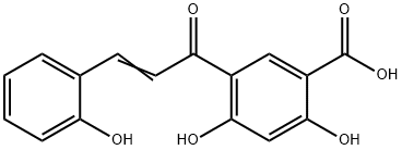 2,4-Dihydroxy-5-(3-(2-hydroxyphenyl)-1-oxo-2-propenyl)benzoic acid Structure
