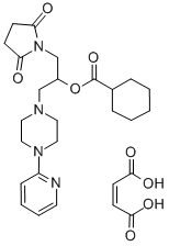 Cyclohexanecarboxylic acid, 1-((2,5-dioxo-1-pyrrolidinyl)methyl)-2-(4- (2-pyridinyl)-1-piperazinyl)ethyl ester, (Z)-2-butenedioate (1:1) Structure