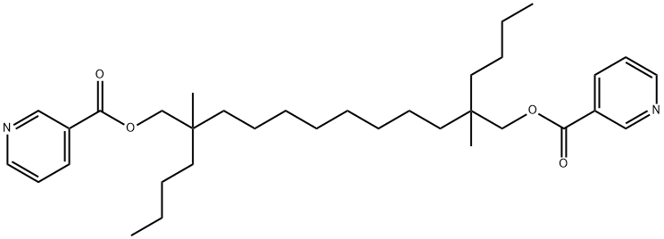 Nicotinic acid, 2,11-dibutyl-2,11-dimethyldodecamethylene ester Structure