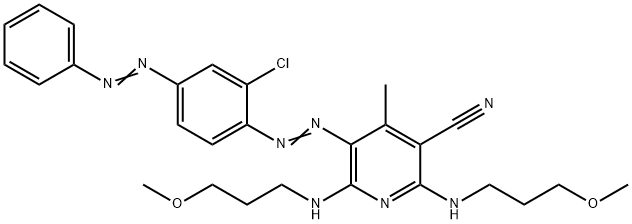 5-[[2-chloro-4-(phenylazo)phenyl]azo]-2,6-bis[(3-methoxypropyl)amino]-4-methylnicotinonitrile Structure