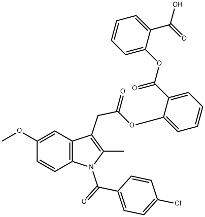 2-((2-carboxyphenoxy)carbonyl)phenyl-1-(4-chlorobenzoyl)-5-methoxy-2-methylindole-3-acetate Structure