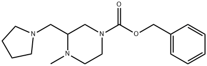 4-METHYL-3-PYRROLIDIN-1-YLMETHYL-PIPERAZINE-1-CARBOXYLIC ACID BENZYL ESTER
 Structure