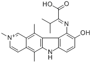 10-((1-carboxy-2-methylpropylidene)amino)-9-hydroxy-2-methylellipticinium Structure