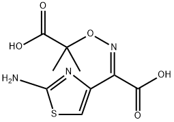 2-Amino-((1-carboxy-1-methyl ethoxy)imino)-4-thiazoleacetic acid Structure