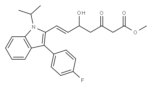 3-Methyl(E)-7-[3-(4-fluorophenyl)-1-methylethyl-indol-2-yl]-3-hydroxy-5-oxohept-6-enoate Structure