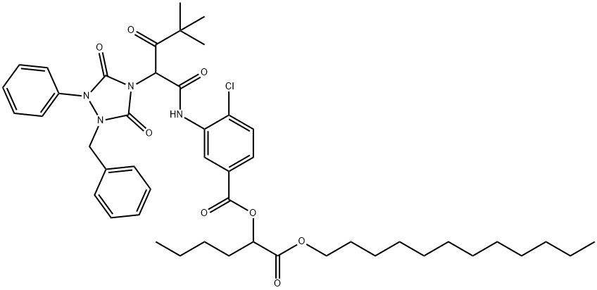4-CHLORO-3-[2-(1-BENZYL-3,5-DIOXO-2-PHENYL-1,2,4-TRIAZOLIDIN-4-YL)-4,4-DIMETHYL-3-OXOVALERYAMINO]BENZOIC ACID 1-(DODECYLOXYCARBONYL)PENTYL ESTER Structure
