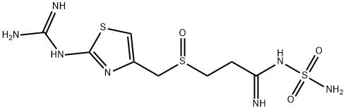 3-[2-(Diaminomethyleneamino)-1,3-thiazol-4-ylmethylsulphinyl]-N-sulphamoylpropanamidine Structure