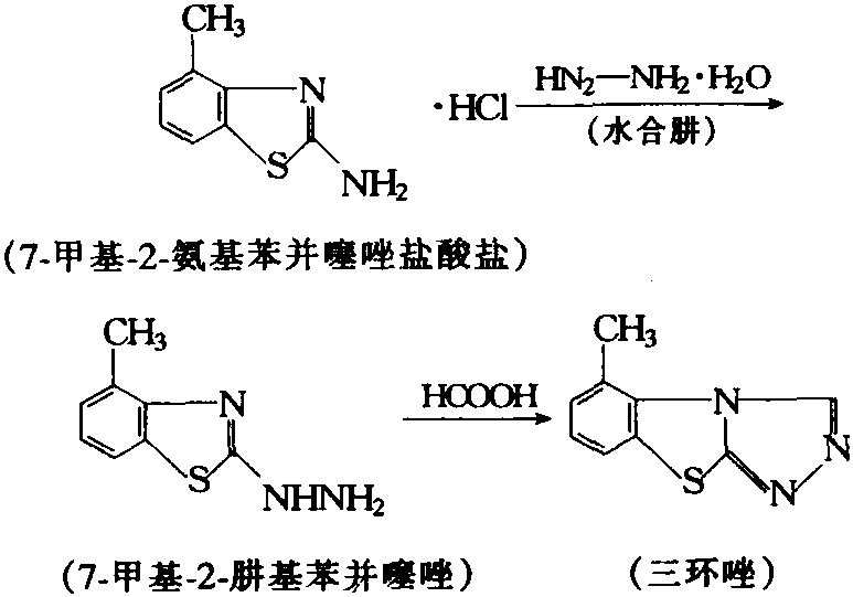 7-甲基-2-氨基苯并噻唑盐酸盐与水合肼制备三环唑