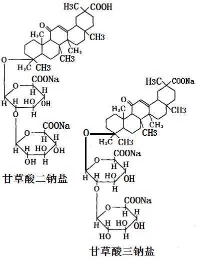 甘草酸二钠盐和甘草酸三钠盐 化学结构式