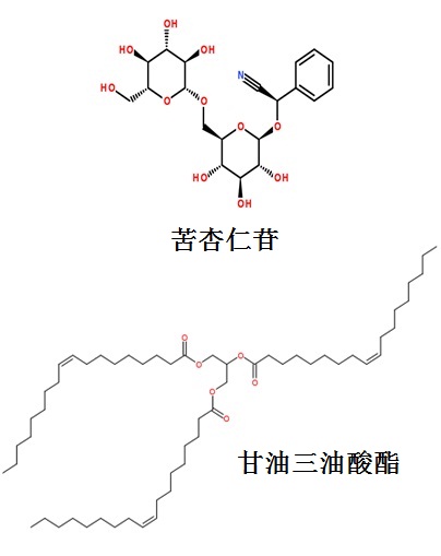 苦杏仁苷和甘油三油酸酯结构式