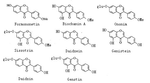 异黄酮类及其苷的化学结构式