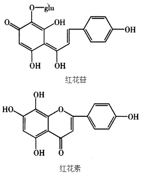 红花苷和红花素结构式