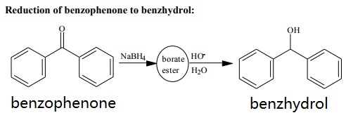 Reduction of benzophenone to benzhydrol