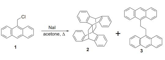 reaction of 9-(chloromethyl)anthracene with methylmagnesium iodide