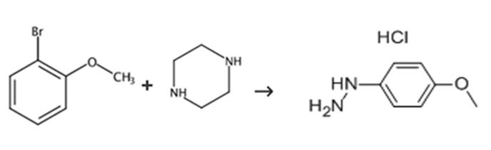 图1 4-甲氧基苯肼盐酸盐的合成路线[2]。