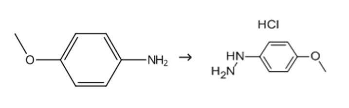 图2 4-甲氧基苯肼盐酸盐的合成路线。