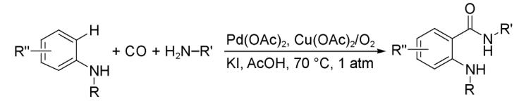 图1 2-氨基苯甲酰胺合成反应式.png