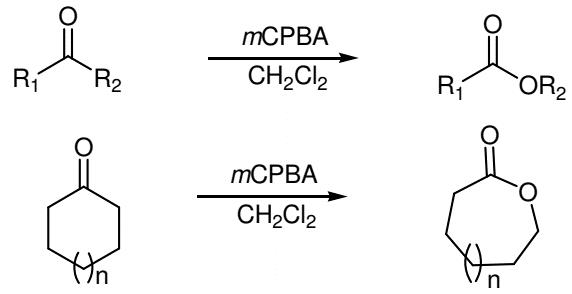 Baeyer–Villiger oxidation of ketones using 3-Chloroperoxybenzoic acid.png