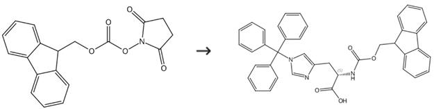 N-Fmoc-N'-三苯甲基-L-组氨酸的合成路线