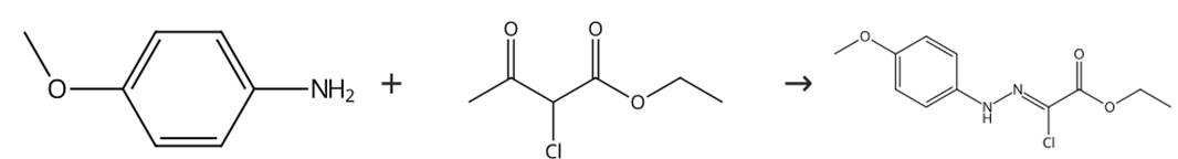 图2 [(4-甲氧基苯基)肼基]氯乙酸乙酯的合成路线