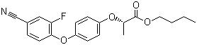 CAS # 122008-85-9, Cyhalofop-butyl, (2R)-2-(4-(4-Cyano-2-fluorophenoxy)phenoxy)propanoic acid butyl ester