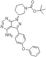 CAS 登录号：1022150-11-3, (R)-3-[4-氨基-3-(4-苯氧基苯基)-1H-吡唑并[3,4-d]嘧啶-1-基]哌啶-1-羧酸叔丁酯