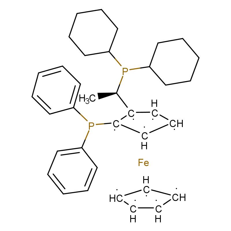 155806-35-2 (R)-1-1[(S)-2-(二苯基膦)二茂铁]乙基二环已基膦 结构式图片
